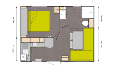 Mobil-home 2 personnes CONFORT DUO à Marseillan Plage