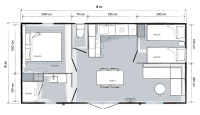 Mobil-home 4 personnes PREMIUM à Marseillan Plage